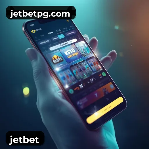 App jetbet para iOS e Android — interface mobile, login biométrico e PIX integrado